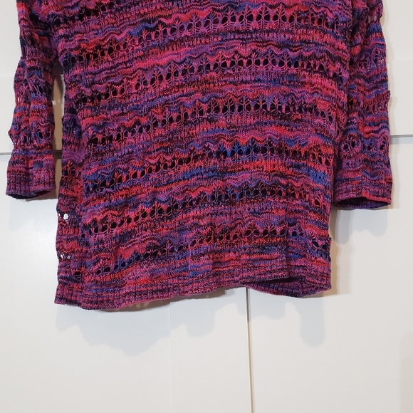 Kensie Open Knit Sweater Pink Purple Blue Size Large - Picture 11 of 13